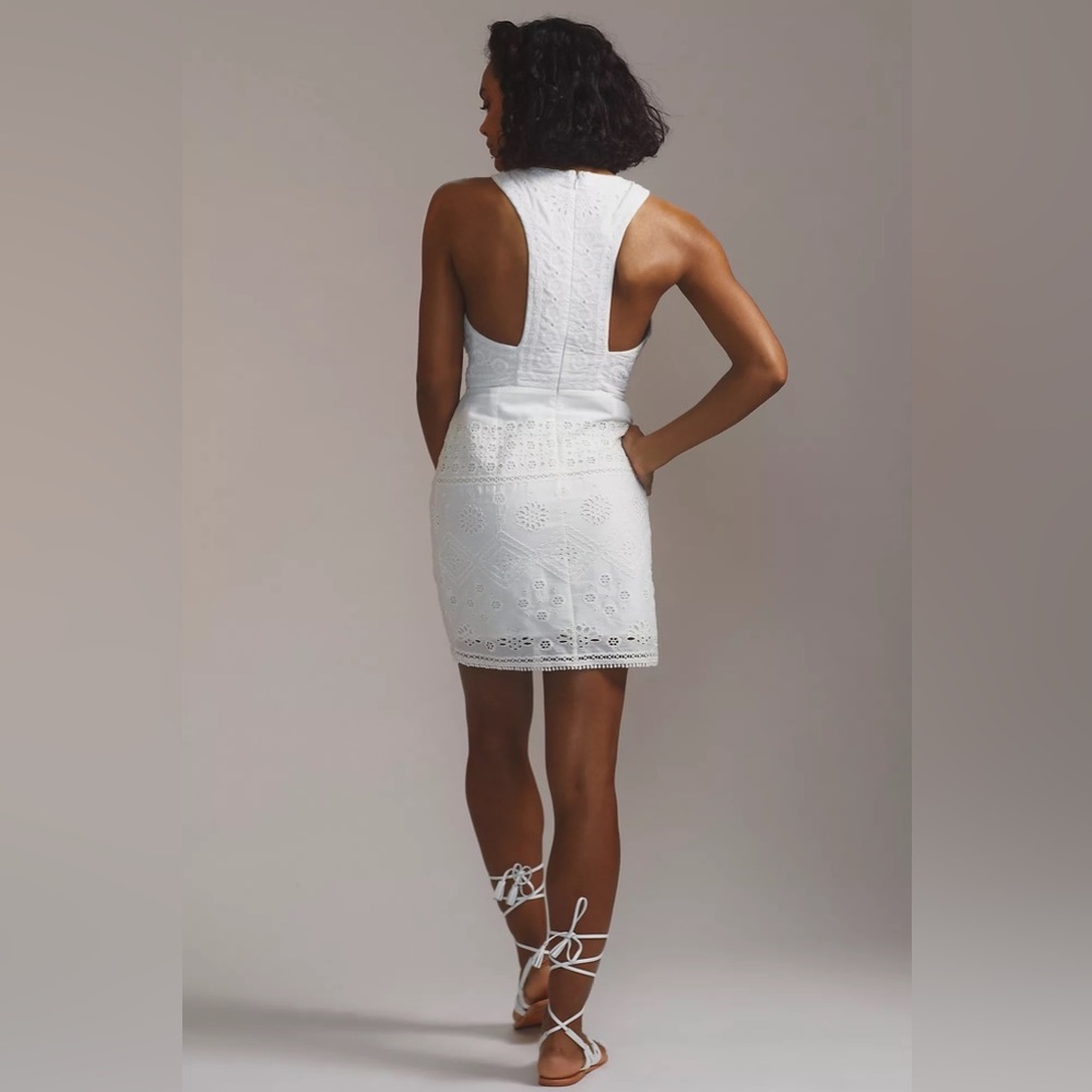 Maeve Eyelet Halter Mini Dress